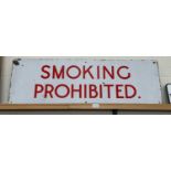 Large red on white "Smoking Prohibited" sign, possibly ex railway