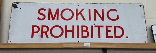 Large red on white "Smoking Prohibited" sign, possibly ex railway