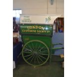 London Co-Operative Society Ltd, a Pure Food Service, green painted single axle handcart with