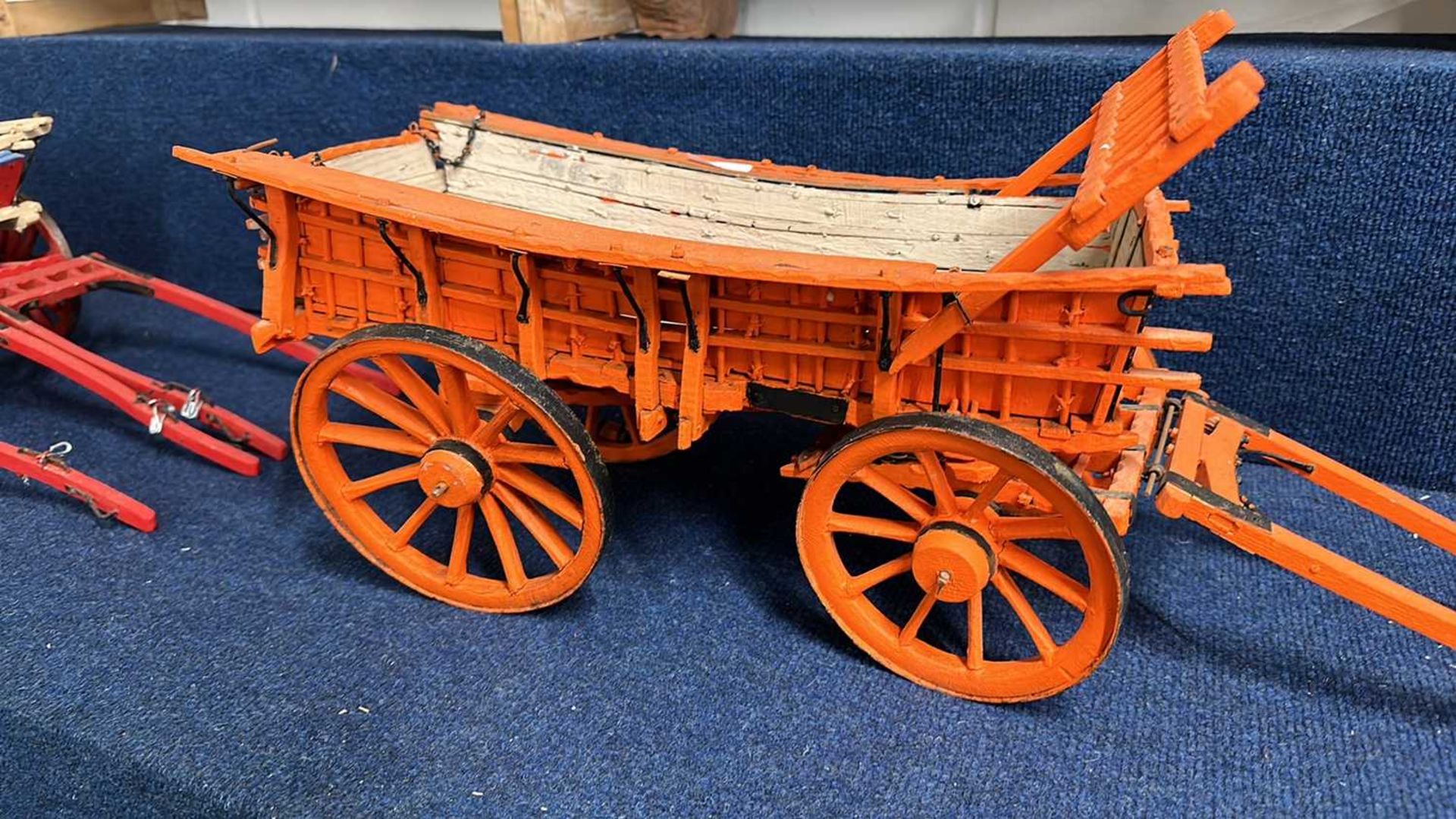 A scratch built model of a Northampton Wagon, painted in orange and black, approx 70c, long in - Image 4 of 8