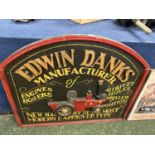 Reproduction advertising board for Edwin Danks, Manufacturer of engines and boilers, 92cm wide
