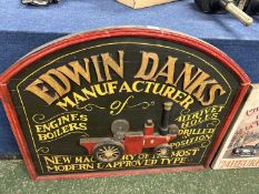 Reproduction advertising board for Edwin Danks, Manufacturer of engines and boilers, 92cm wide