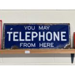 Enamelled double sided sign "You May Telephone from Here"