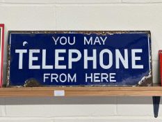 Enamelled double sided sign "You May Telephone from Here"