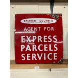 Enamelled promotional sign for Eastern Counties Omnibus Company Ltd, Agent for Express Parcels