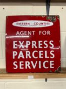 Enamelled promotional sign for Eastern Counties Omnibus Company Ltd, Agent for Express Parcels