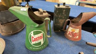 A large Castrol Motor Oil jug together with a further example by Shell, a further War Department
