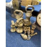 Mixed Lot: Various brass bell weights, largest 7lb