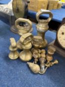 Mixed Lot: Various brass bell weights, largest 7lb