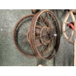 Pair of multi-spike motorbike wheels, 21 inch diam