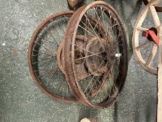 Pair of multi-spike motorbike wheels, 21 inch diam
