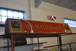 Large metal framed and glass illuminated advertising sign for His Masters Voice, The Gramophone Co