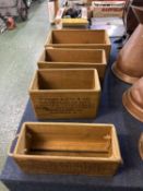Four various reproduction pine storage boxes
