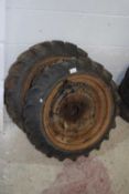 A pair of implement wheels and tyres