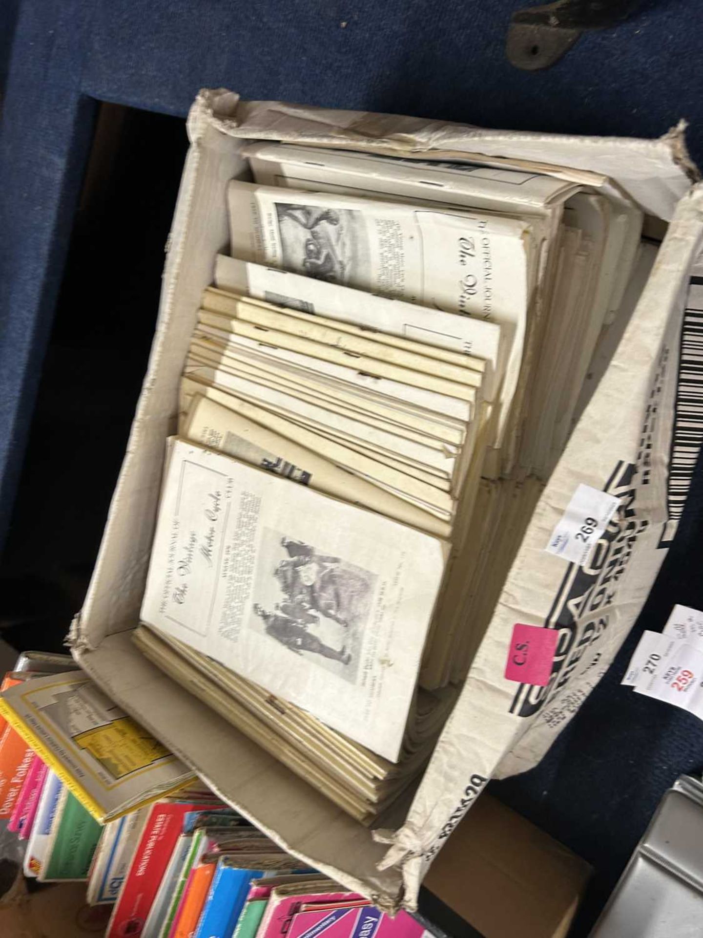 Box of The Official Journal of Vintage Motorcycle Club magazines