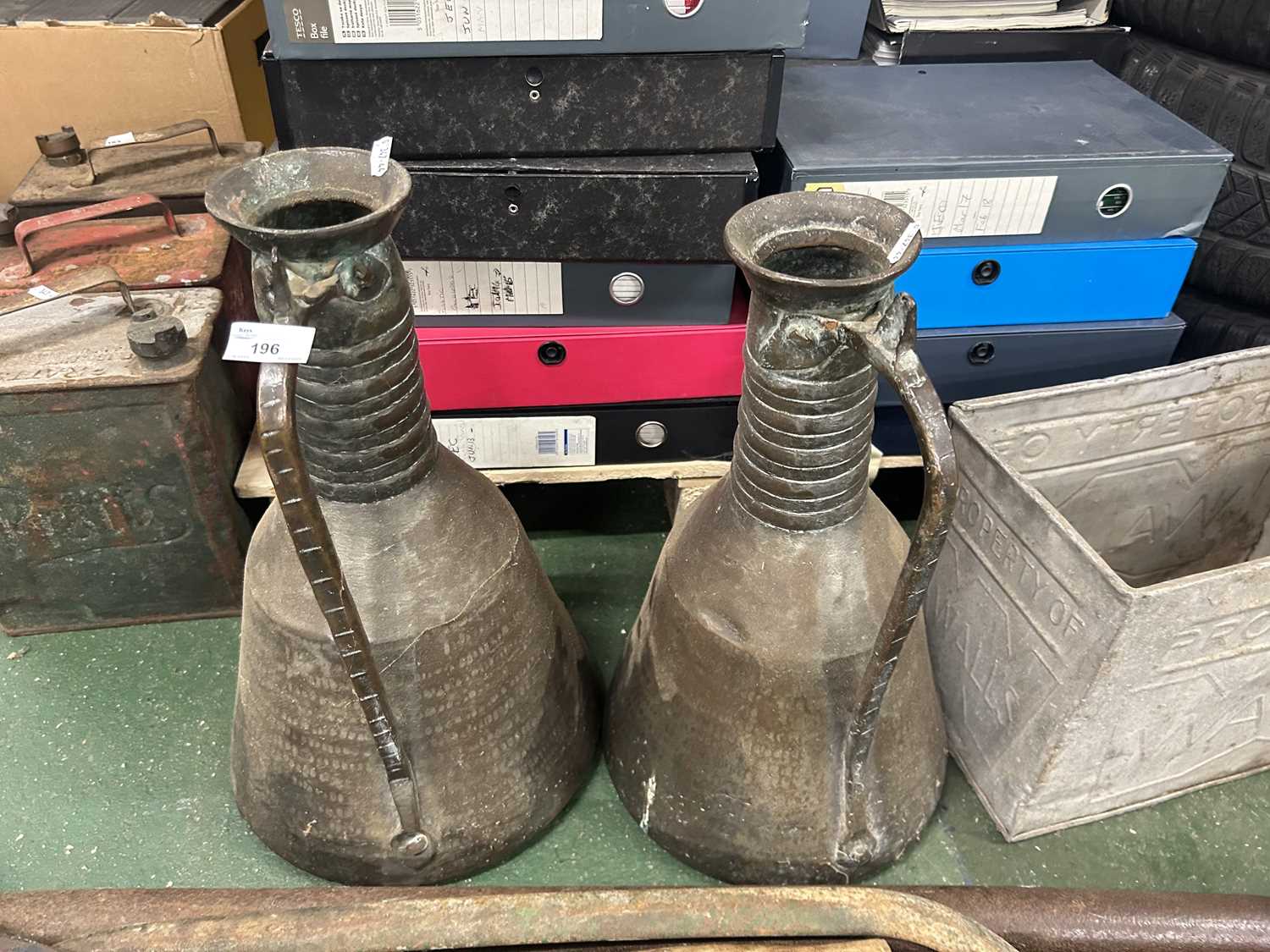 Pair of large Middle Eastern copper jugs