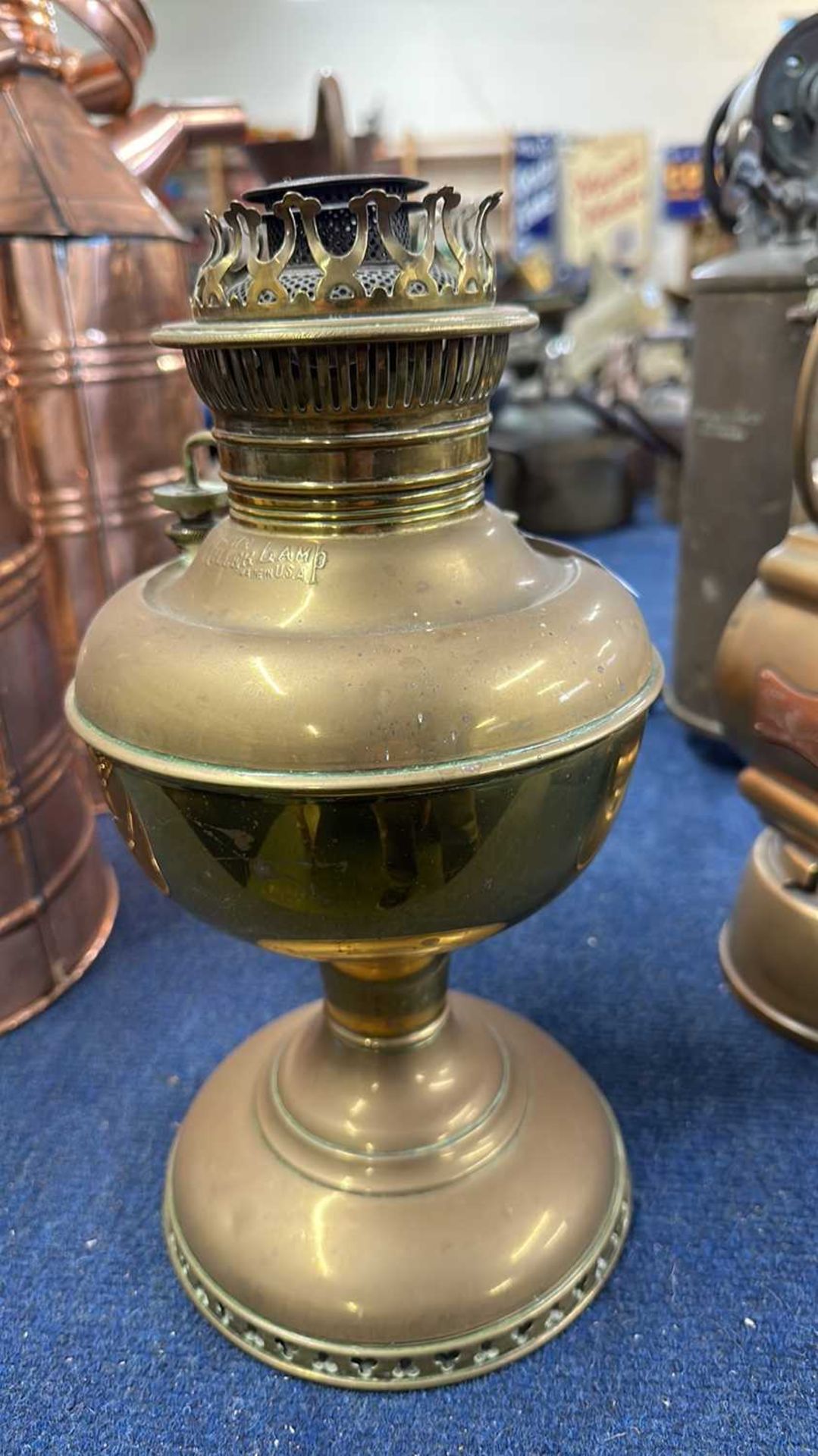 A brass oil lamp base marked Miller - Image 2 of 2