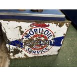 Vintage enamel sign marked 'Mobil Oil Service', 96cm wide