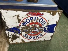 Vintage enamel sign marked 'Mobil Oil Service', 96cm wide