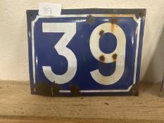 Enamelled door number "39"