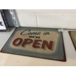 Pair of small reproduction signs 'Open' and 'Closed'