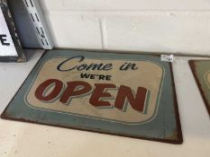 Pair of small reproduction signs 'Open' and 'Closed'