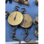 Two sets of Salters hanging trade scales