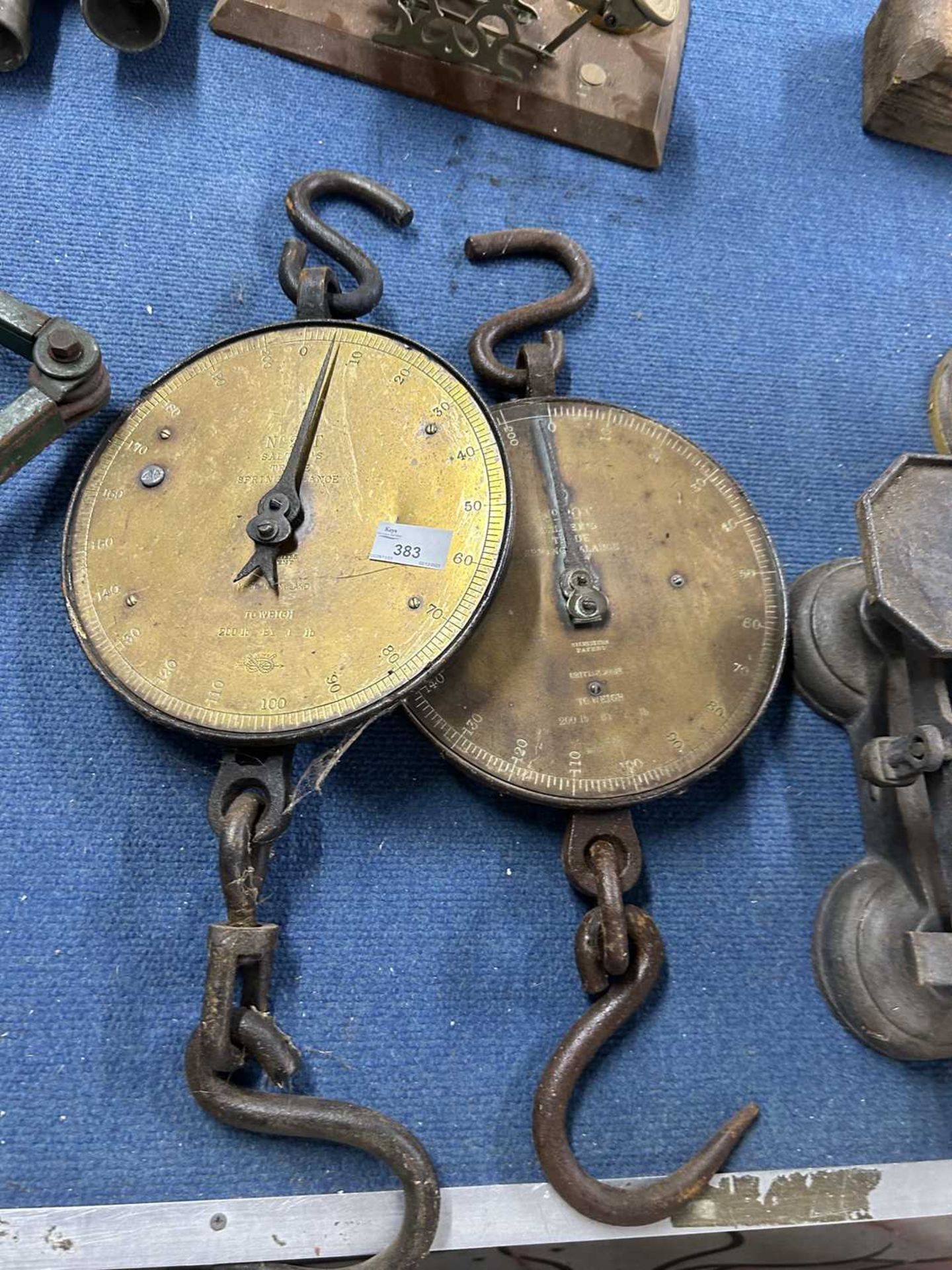 Two sets of Salters hanging trade scales