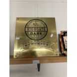 Engraved brass promotional sign "Highgate Dark Ale"