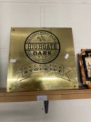 Engraved brass promotional sign "Highgate Dark Ale"