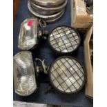 Pair of Lucas headlamps and two others (4)