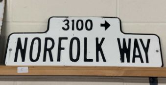 A pressed metal steet sign "Norfolk Way"