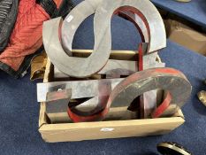 Box of stainless steel letters, 38cm high approx