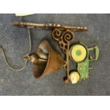 Reproduction cast metal wall bell with tractor mount