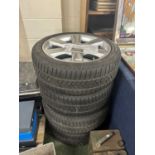 Set of four genuine Jaguar XE7.5x18 inch arm alloy wheels with Pirelli Soto 0225/445 winter tyres