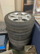 Set of four genuine Jaguar XE7.5x18 inch arm alloy wheels with Pirelli Soto 0225/445 winter tyres