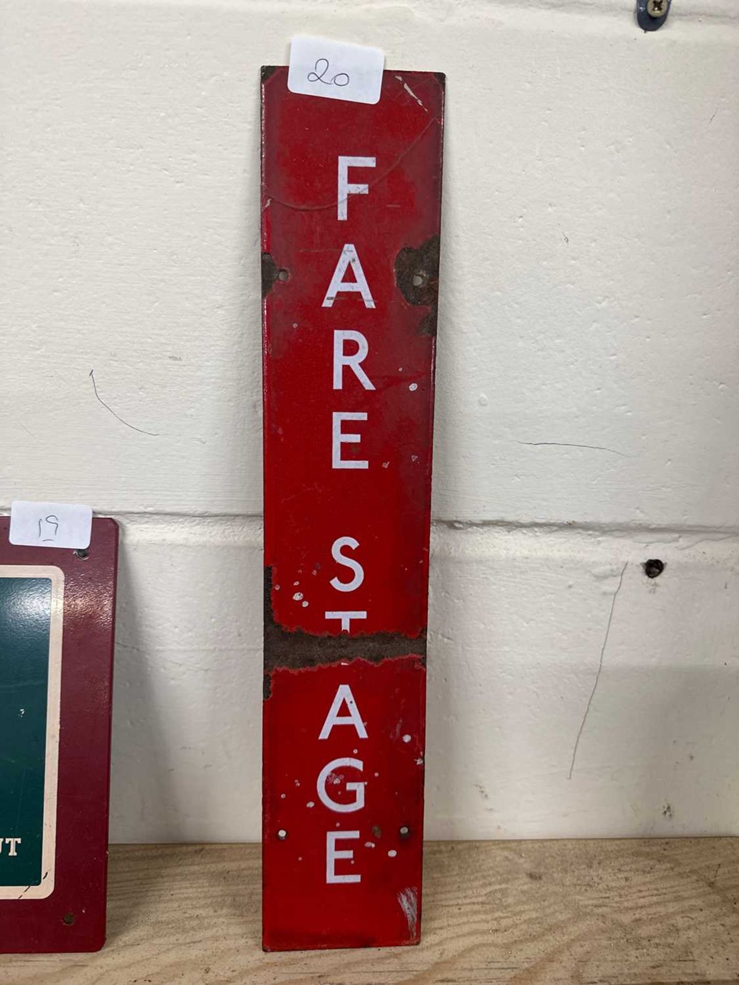 Enamelled "Fare Stage" sign