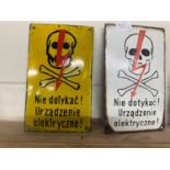 Two Polish electrical danger signs