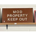 Metal ex Ministry of Defence sign "MOD Property - Keep Out"