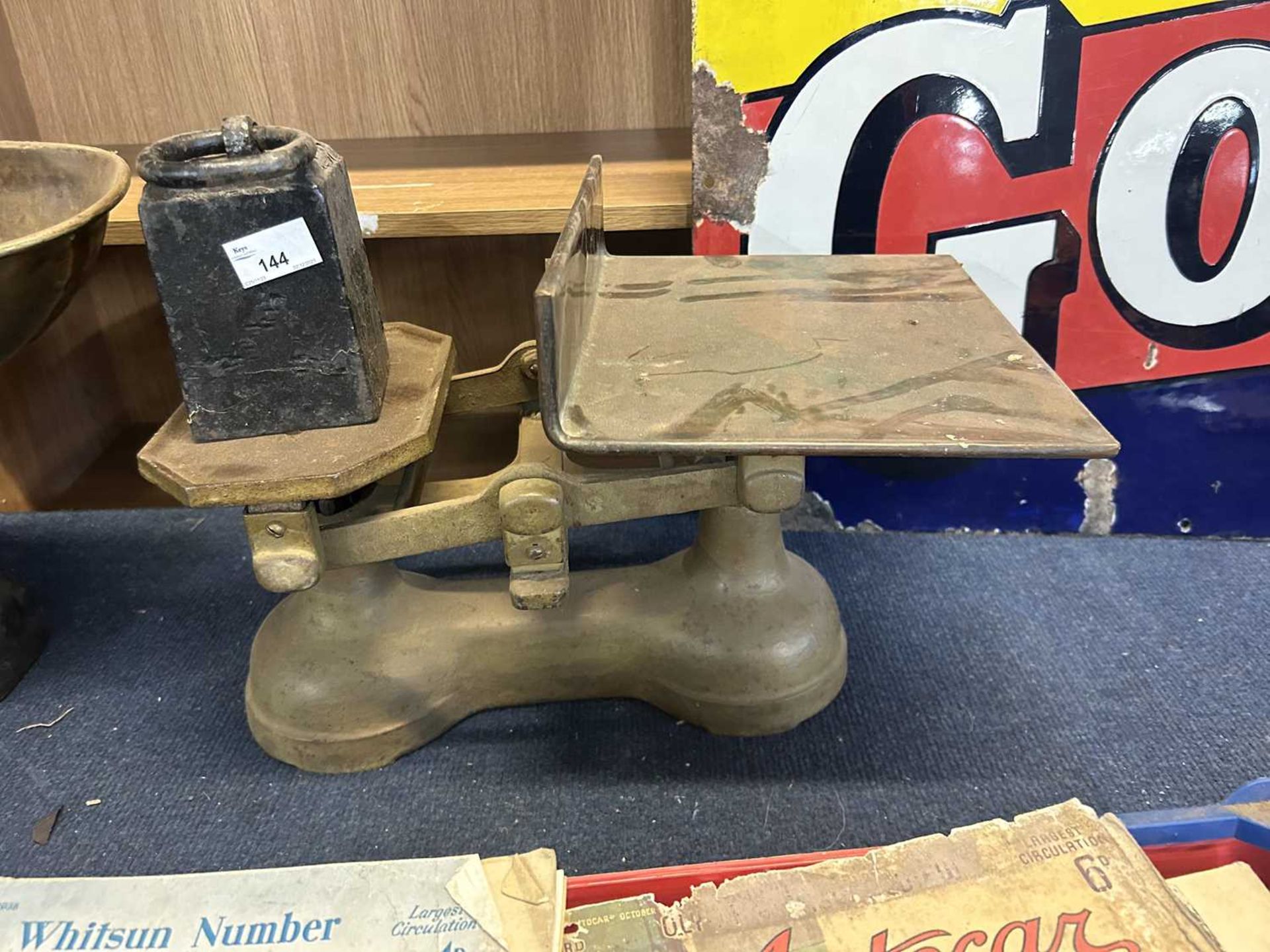 Vintage scales with large iron weights