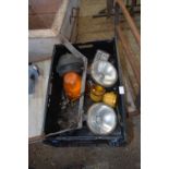 Mixed Lot: Various head lamps, warning lamps etc