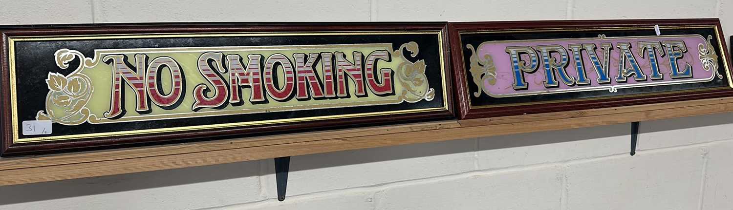 Two mirrored pub signs "No Smoking" and "Private", both framed - Image 4 of 4