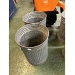 Two galvanised dustbins (lacking lids)