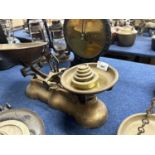 West & Son, Norwich brass and iron scales with weights