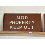 Metal ex Ministry of Defence sign "MOD Property - Keep Out"