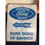 Sheet metal sign Genuine Ford Parts, 38cm high