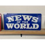 A coloured tin promotional sign "News of the World"