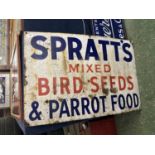 Enamel signed 'Spratt's Mixed birdseed and parrot food'