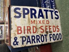 Enamel signed 'Spratt's Mixed birdseed and parrot food'