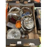 Box various vintage car lamps and trims